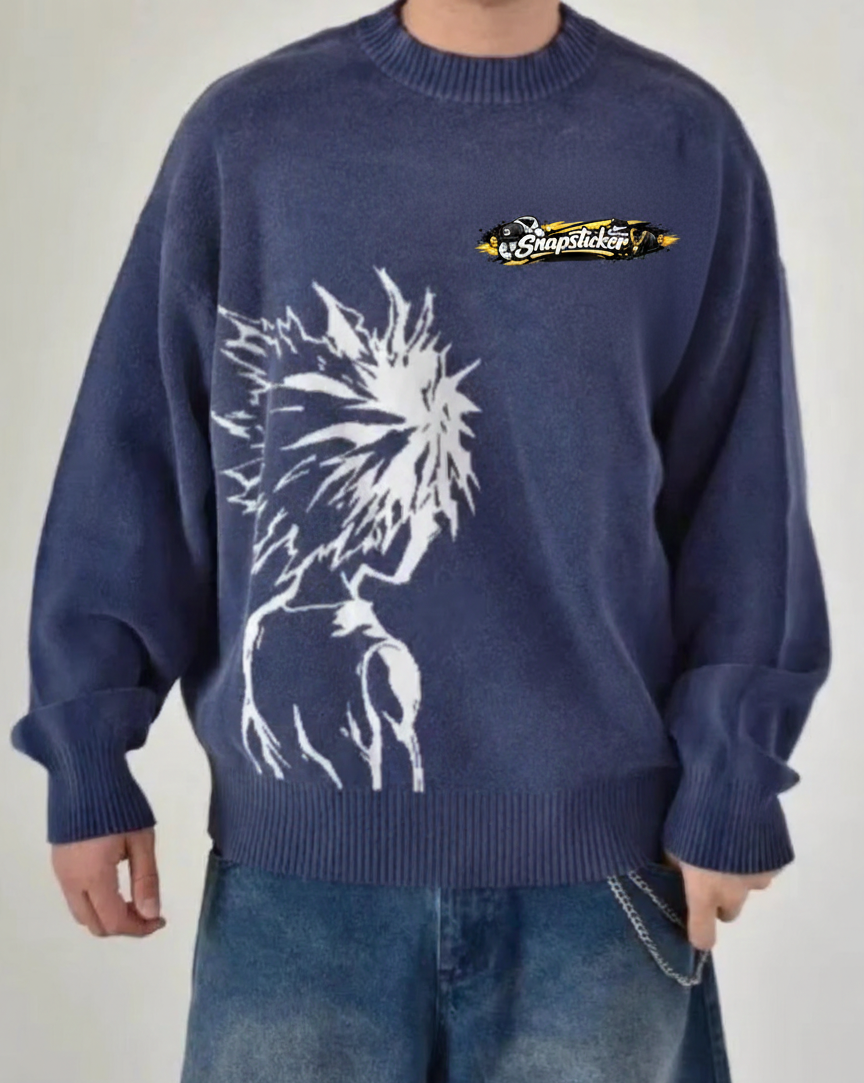 Intarsia Knit Oversized Sweater